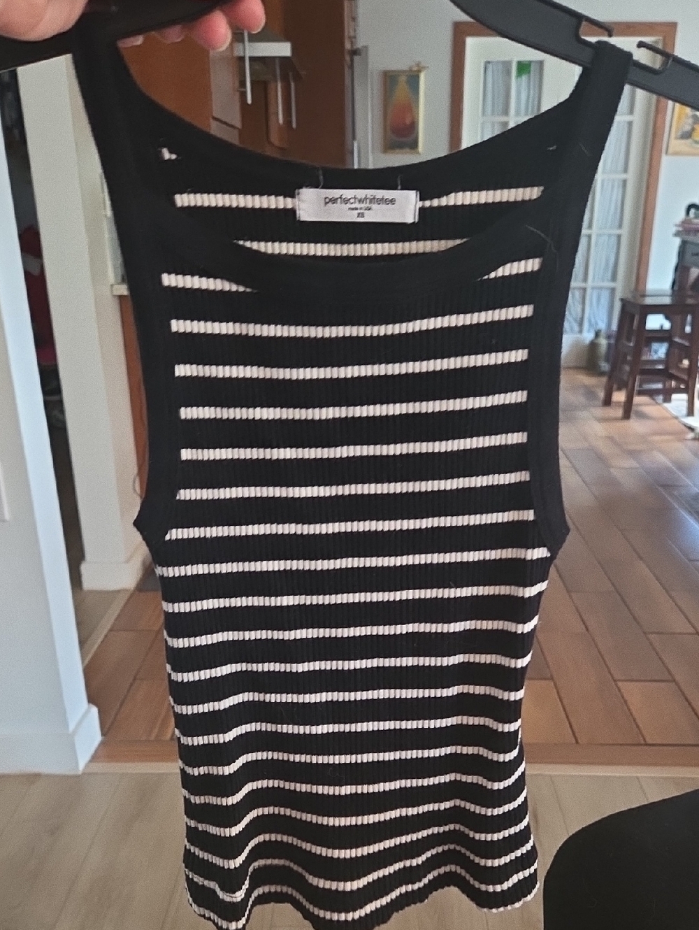 perfectwhitetee Black and White Striped Ribbed Tank